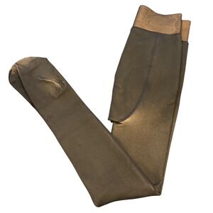 Womens Bronze Metallic Fleece Lined Footed Leggings High Waisted Winter Tights